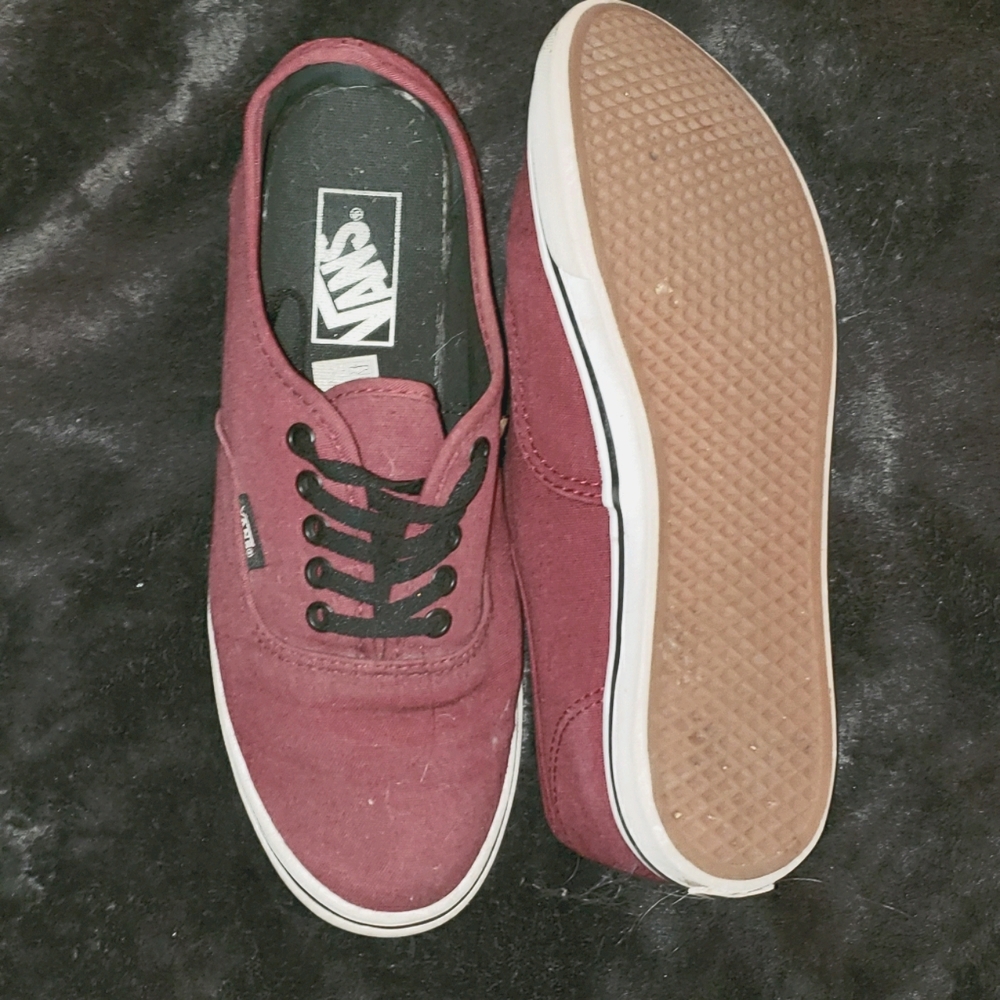 Burgundy vans!